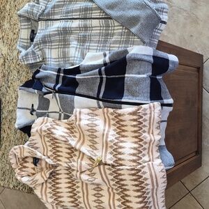 Chaps Knit Cotton Sweaters in Cream, Tan, and Gray Sz L & XLarge